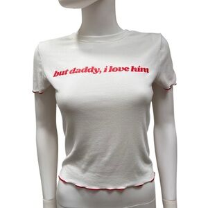 Bootaybag/ But Daddy I Love Him/ Taylor Swift White Graphic Tee. Size M/L.